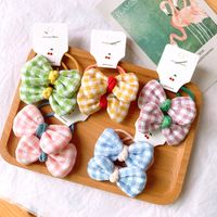 Korean  Children's Hair Rope Girl Candy Color Does Not Hurt The Hair Rubber Band Cute Plaid Bow Cheap  Hair  Scrunchies Nihaojewelry Wholesale main image 5
