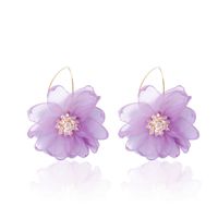 Korean Fashion  Exaggerated Mesh Gauze Flower  Rhinestones Earrings Jewelry Wholesale Nihaojewelry main image 6
