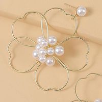 Exaggerated Pearl Woven Big Flower Earrings Creative Trend Hand-wound Earring Jewelry Wholesale Nihaojewelry main image 3