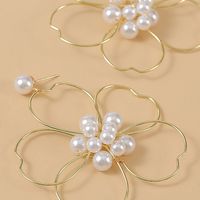 Exaggerated Pearl Woven Big Flower Earrings Creative Trend Hand-wound Earring Jewelry Wholesale Nihaojewelry main image 5