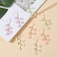 Korean  Long Hand-made Imitation Shell Tree Branch Flower Earrings New Trend Woven Crystal Earrings Jewelry Wholesale Nihaojewelry main image 2