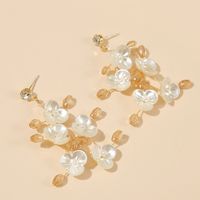 Silver Needle Korean Trend Woven Crystal Flower Earrings Handmade Imitation Shell Earrings Wholesale Nihaojewelry main image 4