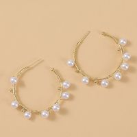 Fashion Geometric Handmade Pearl C-shaped Earrings Trendy Woven Earrings Wholesale Nihaojewelry main image 3