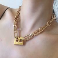 Letter Necklace Thick Chain Hip Hop Style Gold Wide Chain Clavicle Chain Choker Neck Chain Wholesale Nihaojewelry main image 2