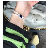 Zircon Love Pearl Necklace Bracelet Super Flash Shell Bead Set Wholesale Nihaojewelry main image 1