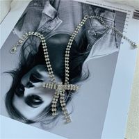 Korean Girl Flash Diamond Bow Tassel Neck Chain Short Simple Clavicle Chain Choker Wholesale Nihaojewelry main image 5
