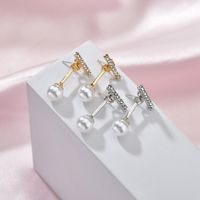 925 Silver Post Straight Pearl Small Stud Earrings Simple Retro Exquisite Pendientes Al Por Mayor Nihaojewelry main image 1