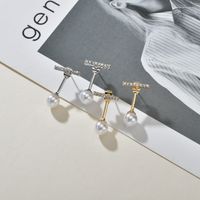925 Silver Post Straight Pearl Small Stud Earrings Simple Retro Exquisite Pendientes Al Por Mayor Nihaojewelry main image 5