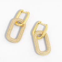 New Geometric Double Ring Lock Earrings Creative Diamond Earrings Simple Hip-hop Earrings Wholesale Nihaojewelry main image 1