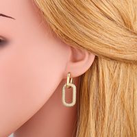 New Geometric Double Ring Lock Earrings Creative Diamond Earrings Simple Hip-hop Earrings Wholesale Nihaojewelry main image 4