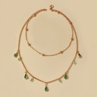 Small Jewelry Simple Fashion Green Diamond Drop Drop Necklace Alloy Chain Rhinestone Necklace Wholesale Nihaojewelry main image 2