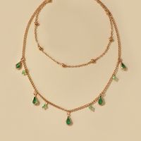 Small Jewelry Simple Fashion Green Diamond Drop Drop Necklace Alloy Chain Rhinestone Necklace Wholesale Nihaojewelry main image 3