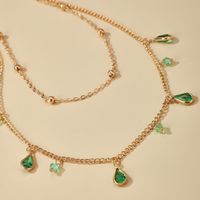 Petit Bijoux Simple Mode Vert Diamant Goutte Goutte Collier Alliage Chaîne Strass Collier En Gros Nihaojewelry main image 4
