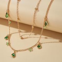 Small Jewelry Simple Fashion Green Diamond Drop Drop Necklace Alloy Chain Rhinestone Necklace Wholesale Nihaojewelry main image 5