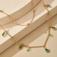 Small Jewelry Simple Fashion Green Diamond Drop Drop Necklace Alloy Chain Rhinestone Necklace Wholesale Nihaojewelry main image 6