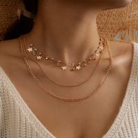 Accessories New Multi-layer Fashion Neck Chain Creative Micro-set Small Butterfly Pendant Necklace Wholesale Nihaojewelry main image 1