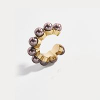 Großhandel Schmuck Retro C-form Legierung Künstliche Edelsteine Eingelegte Perlen Ohrringe main image 4