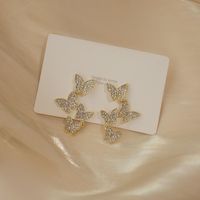 Korean Fashion Zircon Full Diamond Butterfly Tassel Earrings Super Fairy Senior People Earrings Wholesale Nihaojewelry main image 5