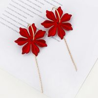 Korean Red Flower Tassel Earrings Exaggerated Simple Long Super Fairy Earrings Wholesale Nihaojewelry main image 1