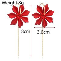 Korean Red Flower Tassel Earrings Exaggerated Simple Long Super Fairy Earrings Wholesale Nihaojewelry main image 5