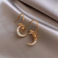 New Star Moon Full Diamond Gold-plated Earrings Korean Zircon Earrings Wholesale Nihaojewelry main image 4