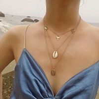 New Simple Necklace Natural Coconut Shell Alloy Shell Pendant Necklace Multilayer Wholesale Nihaojewelry main image 2