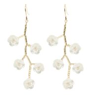 Korean  Long Hand-made Imitation Shell Tree Branch Flower Earrings New Trend Woven Crystal Earrings Jewelry Wholesale Nihaojewelry sku image 1
