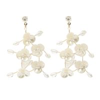 Silver Needle Korean Trend Woven Crystal Flower Earrings Handmade Imitation Shell Earrings Wholesale Nihaojewelry sku image 1