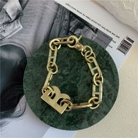 Letter Necklace Thick Chain Hip Hop Style Gold Wide Chain Clavicle Chain Choker Neck Chain Wholesale Nihaojewelry sku image 1
