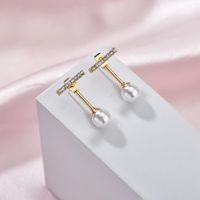 925 Silver Post Straight Pearl Small Stud Earrings Simple Retro Exquisite Pendientes Al Por Mayor Nihaojewelry sku image 1