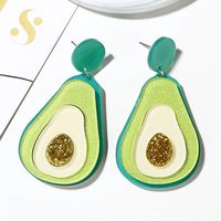 Fashion New Acrylic Avocado Fruit Green Earrings Cute Sweet Earrings Wholesale Nihaojewelry sku image 1