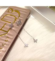 New 925 Silver Needle Fashion Butterfly Long Earrings Tassel Dual-use Earrings Wholesale Nihaojewelry sku image 1