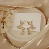 Korean Fashion Zircon Full Diamond Butterfly Tassel Earrings Super Fairy Senior People Earrings Wholesale Nihaojewelry sku image 1