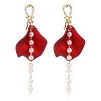 Color Petal Fan-shaped Silver Needle Earrings Girl Long Tassel Earrings Simple Earrings Jewelry Wholesale Nihaojewelry sku image 1
