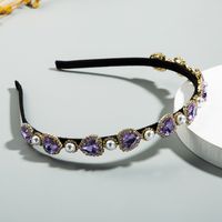 Korean Retro Palace Style Baroque Inlaid Rhinestone Headband Heart-shaped Shiny Headband Wholesale Nihaojewelry sku image 1