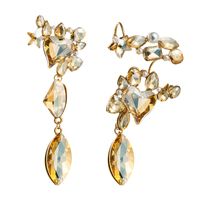 Exaggerated Golden Pearl Earrings Alloy Inlaid Glass Diamond Super Flash Long Earrings Wholesale Nihaojewelry sku image 1