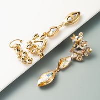 Exaggerated Golden Pearl Earrings Alloy Inlaid Glass Diamond Super Flash Long Earrings Wholesale Nihaojewelry main image 5