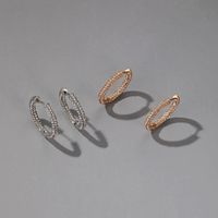 New Fashion Exaggerated Thick Circles 3 Rows Of Shiny Zircon Earrings Exquisite All-match Earrings Wholesale Nihaojewelry main image 3