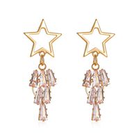 New Exaggerated Long Five-pointed Star Earrings Star Tassel Crystal Zircon Earrings Wholesale Nihaojewelry main image 1