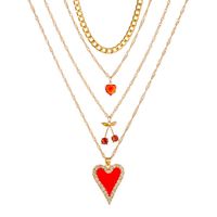 Long-style Cherry Sweater Chain 4-layer Love Necklace Bohemia Love Multilayer Necklace main image 1