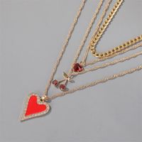 Long-style Cherry Sweater Chain 4-layer Love Necklace Bohemia Love Multilayer Necklace main image 3