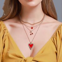 Long-style Cherry Sweater Chain 4-layer Love Necklace Bohemia Love Multilayer Necklace main image 6