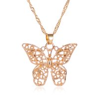 Fashion Hollow Double-layer Metal Butterfly Pendant Necklace Sweater Chain Big Butterfly Necklace main image 1