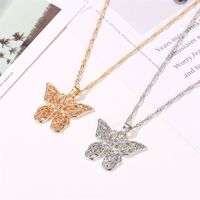 Fashion Hollow Double-layer Metal Butterfly Pendant Necklace Sweater Chain Big Butterfly Necklace main image 3