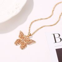 Fashion Hollow Double-layer Metal Butterfly Pendant Necklace Sweater Chain Big Butterfly Necklace main image 4
