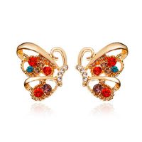 New Fashion Inlaid Colorful Diamond Butterfly Earrings Full Of Diamond Hollow Butterfly Earrings Wholesale Nihaojewelry main image 2