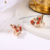 New Fashion Inlaid Colorful Diamond Butterfly Earrings Full Of Diamond Hollow Butterfly Earrings Wholesale Nihaojewelry main image 4