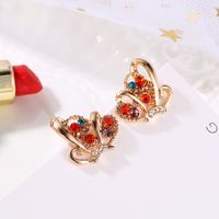 New Fashion Inlaid Colorful Diamond Butterfly Earrings Full Of Diamond Hollow Butterfly Earrings Wholesale Nihaojewelry main image 5