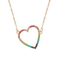 Simple Color Love Necklace Women Fashion Wild Hollow Peach Heart Pendant Clavicle Chain main image 1