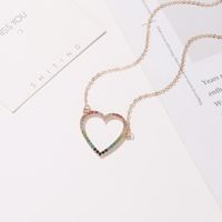Simple Color Love Necklace Women Fashion Wild Hollow Peach Heart Pendant Clavicle Chain main image 3